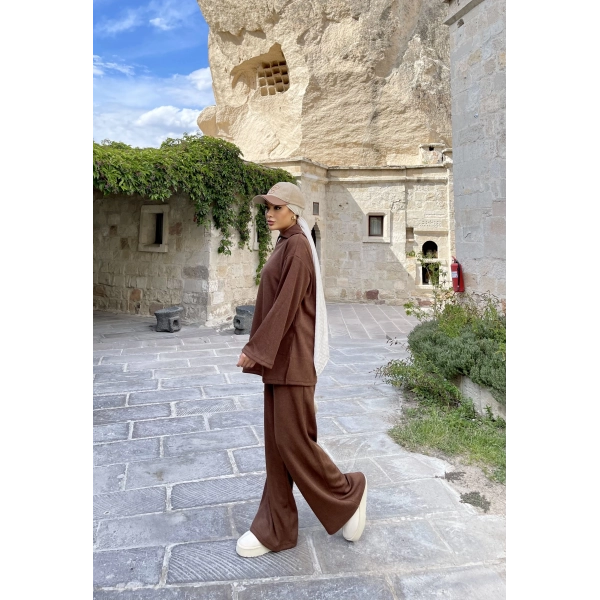 Laly Fitilli Triko Takım - Kahve