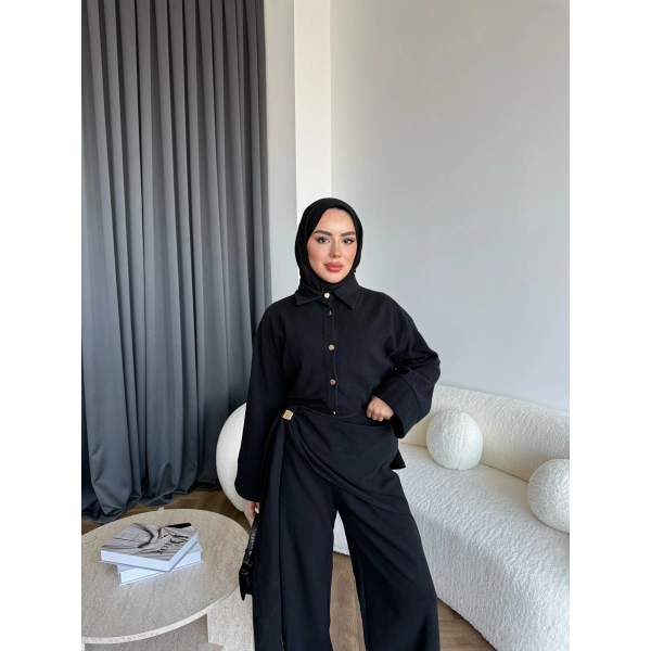 Levs Yan Bağlamalı Takım - Siyah