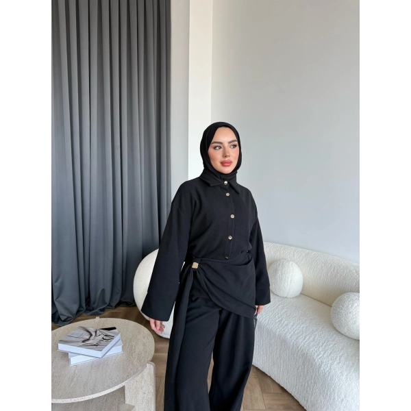 Levs Yan Bağlamalı Takım - Siyah