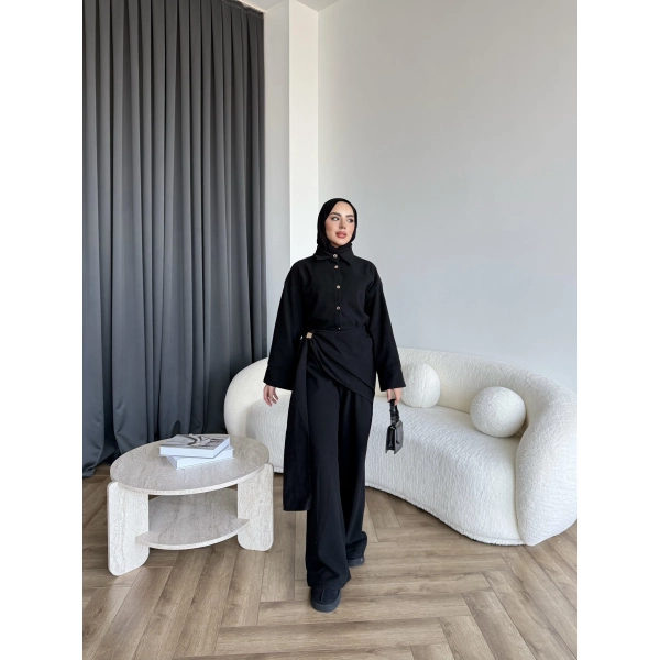 Levs Yan Bağlamalı Takım - Siyah