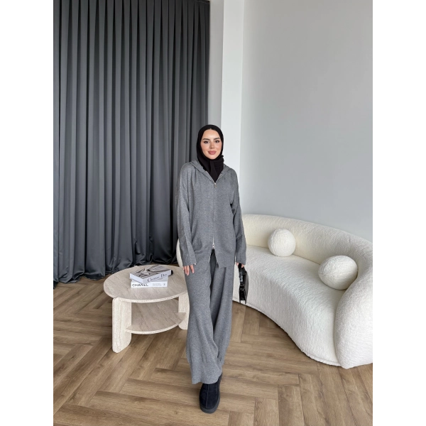 Leyans Fermuarlı Takım - Gri