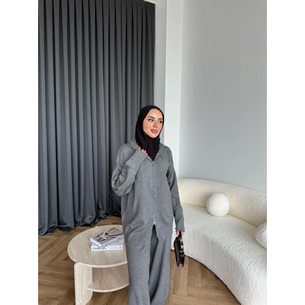 Leyans Fermuarlı Takım - Gri