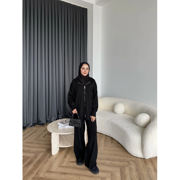 Leyans Fermuarlı Takım - Siyah