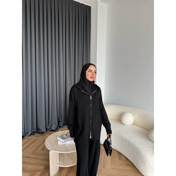 Leyans Fermuarlı Takım - Siyah