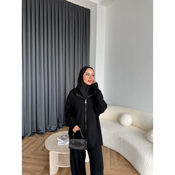 Leyans Fermuarlı Takım - Siyah