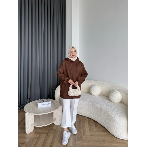 Lidya 3 İplik Sweat - Acı Kahve