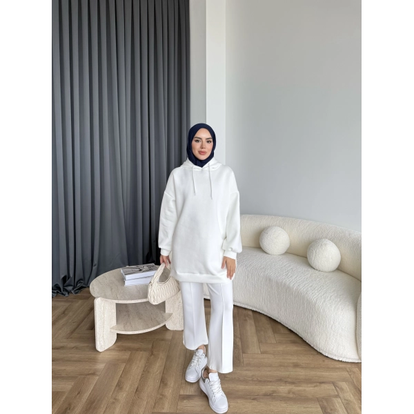 Lidya 3 İplik Sweat - Beyaz