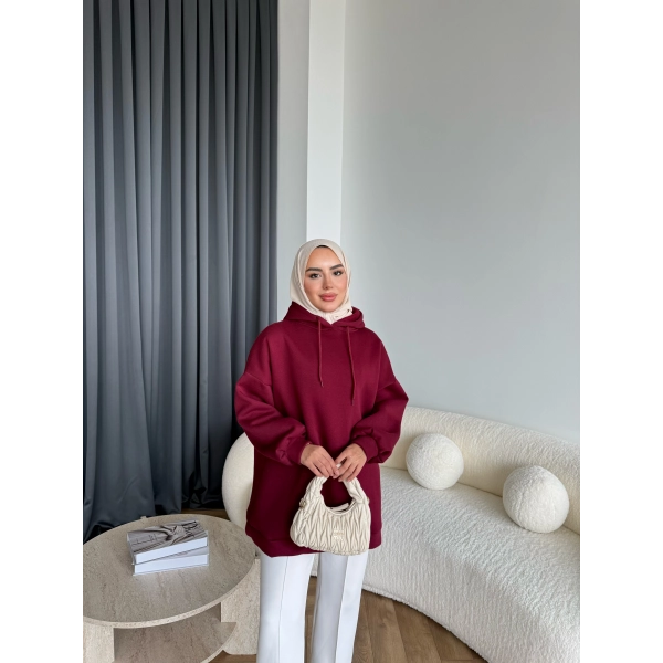 Lidya 3 İplik Sweat - Bordo