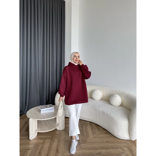 Lidya 3 İplik Sweat - Bordo
