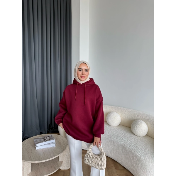 Lidya 3 İplik Sweat - Bordo