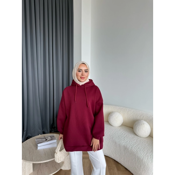 Lidya 3 İplik Sweat - Bordo