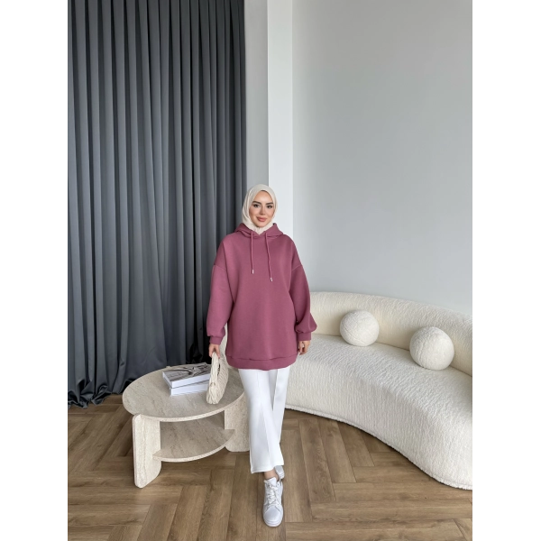 Lidya 3 İplik Sweat - Vişne