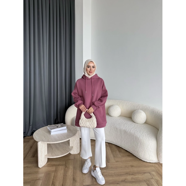 Lidya 3 İplik Sweat - Vişne