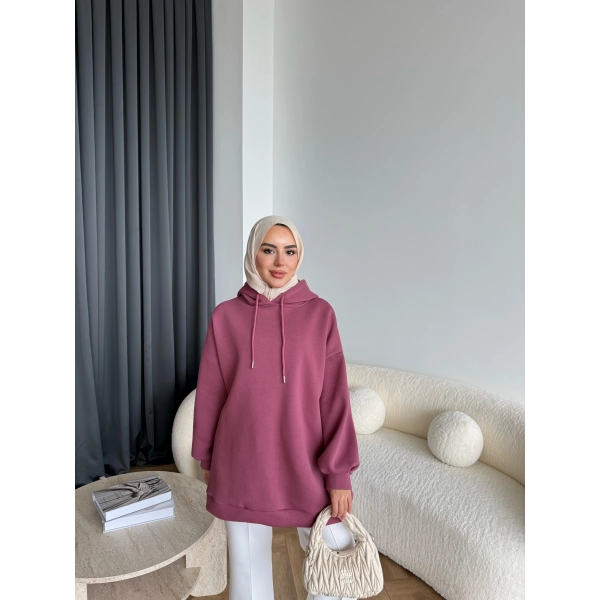 Lidya 3 İplik Sweat - Vişne