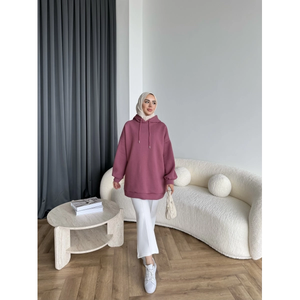 Lidya 3 İplik Sweat - Vişne