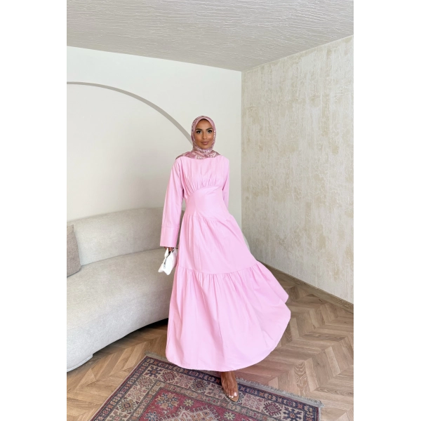 Linen Elbise - Pembe