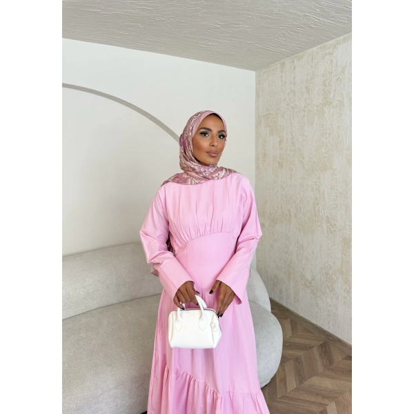 Linen Elbise - Pembe