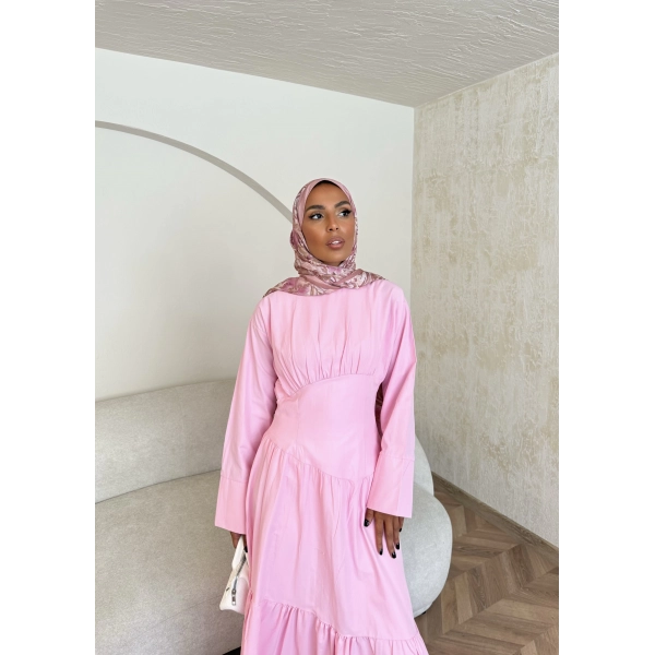 Linen Elbise - Pembe