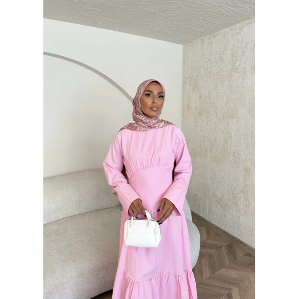 Linen Elbise - Pembe