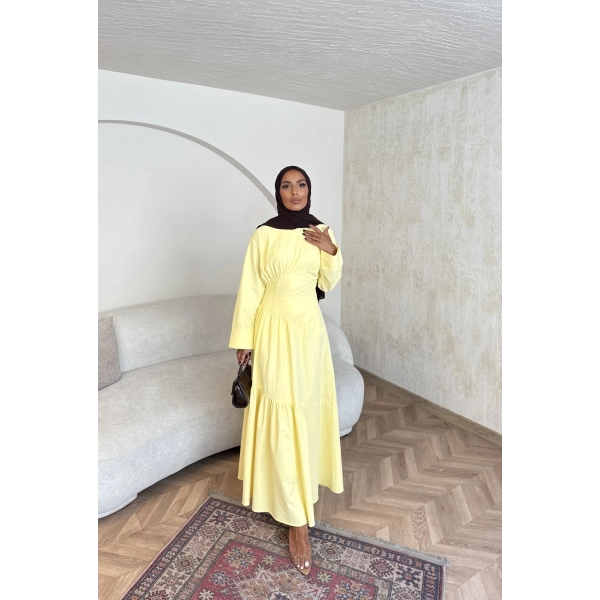 Linen Elbise - Sarı
