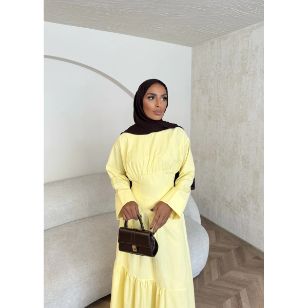 Linen Elbise - Sarı