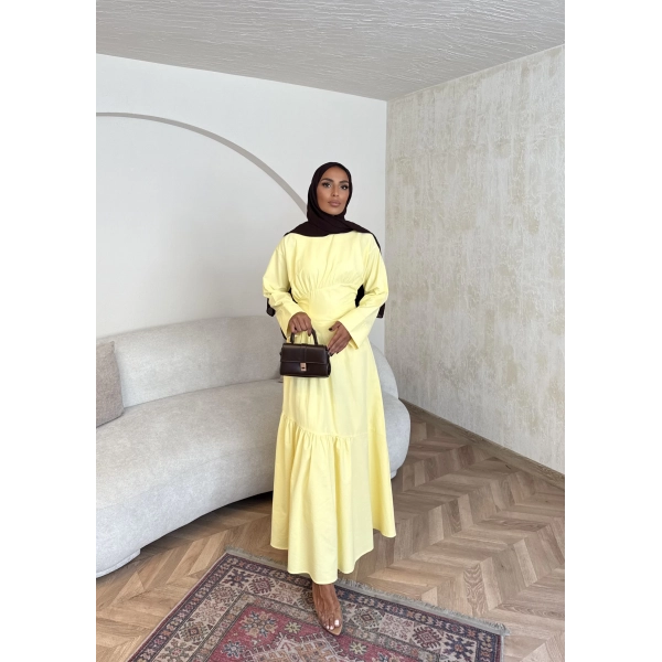 Linen Elbise - Sarı