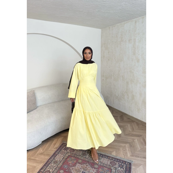 Linen Elbise - Sarı