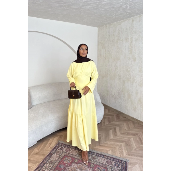 Linen Elbise - Sarı