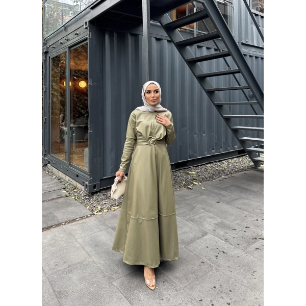 Lolita Deri Elbise - Haki