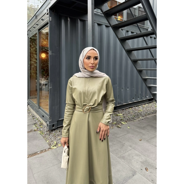 Lolita Deri Elbise - Haki