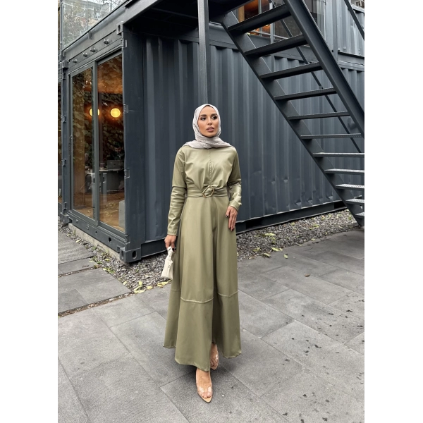 Lolita Deri Elbise - Haki