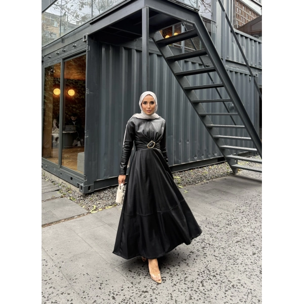 Lolita Deri Elbise - Siyah