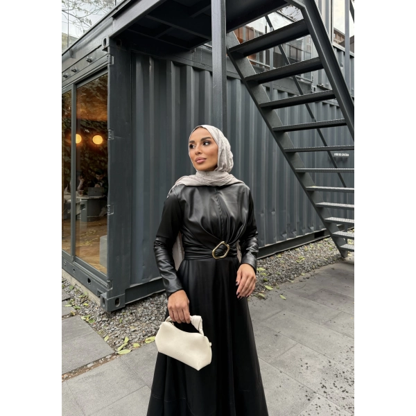 Lolita Deri Elbise - Siyah