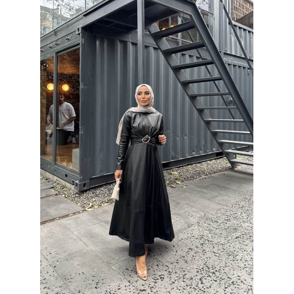 Lolita Deri Elbise - Siyah
