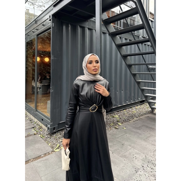 Lolita Deri Elbise - Siyah