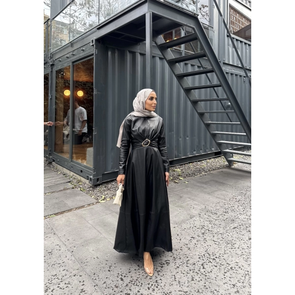 Lolita Deri Elbise - Siyah