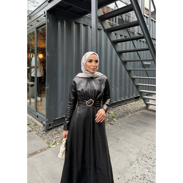 Lolita Deri Elbise - Siyah