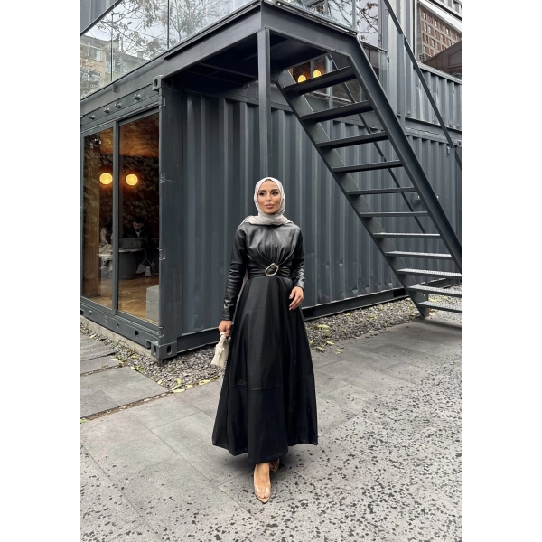 Lolita Deri Elbise - Siyah