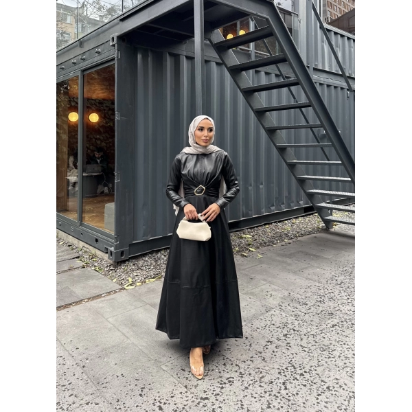 Lolita Deri Elbise - Siyah