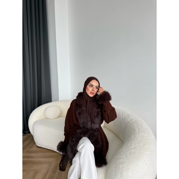 Luella Kürk Detaylı Hırka - Acı Kahve