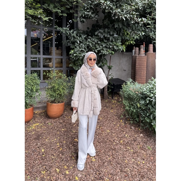 Luella Kürk Detaylı Hırka - Bej