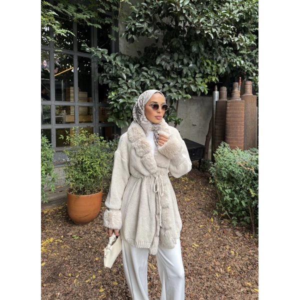 Luella Kürk Detaylı Hırka - Bej