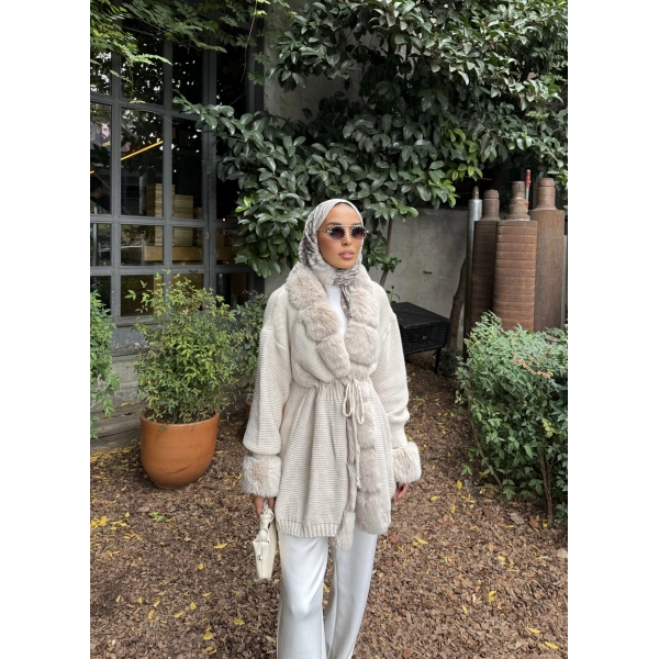 Luella Kürk Detaylı Hırka - Bej