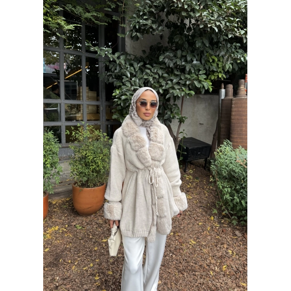 Luella Kürk Detaylı Hırka - Bej