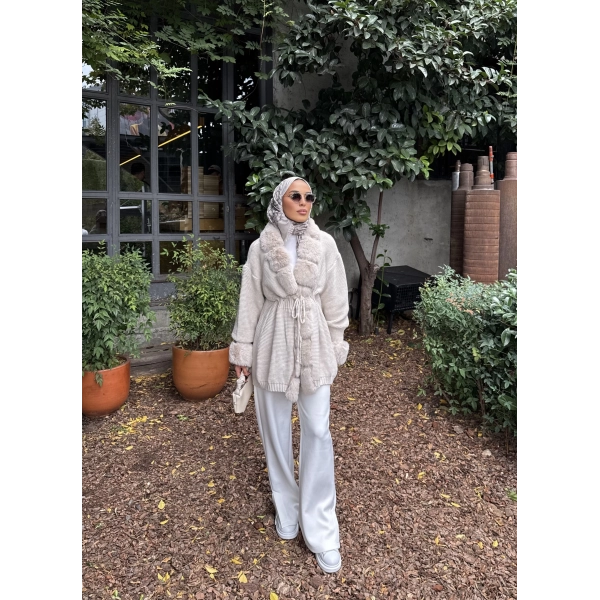 Luella Kürk Detaylı Hırka - Bej
