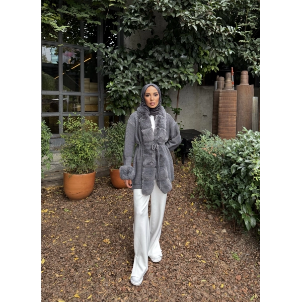 Luella Kürk Detaylı Hırka - Gri