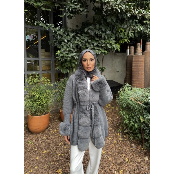 Luella Kürk Detaylı Hırka - Gri