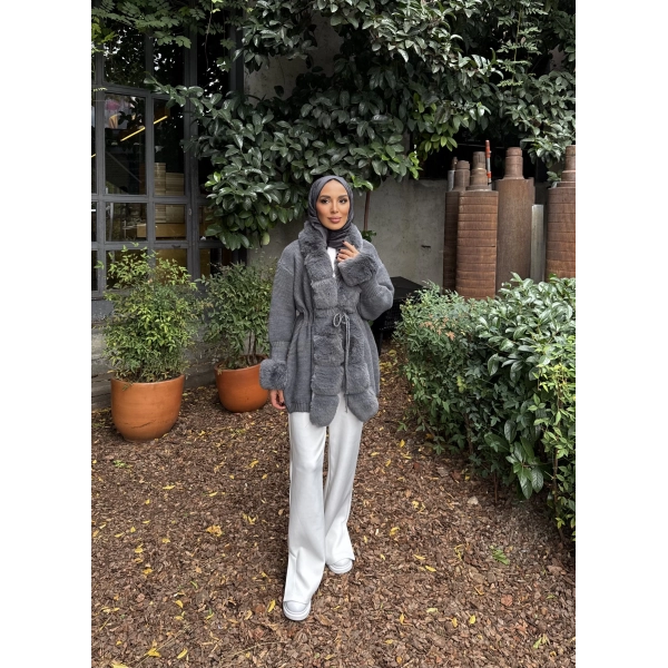 Luella Kürk Detaylı Hırka - Gri