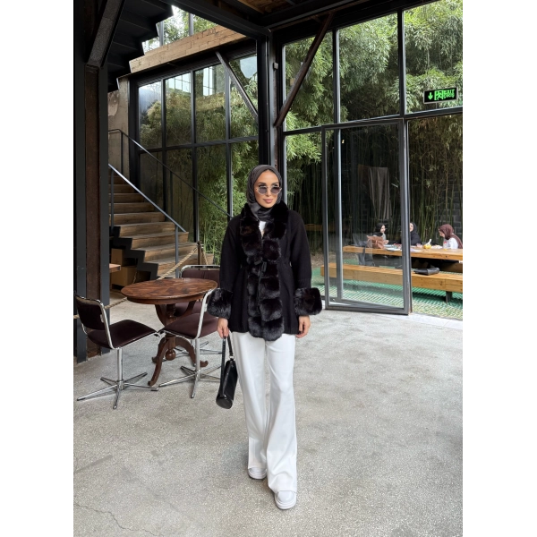 Luella Kürk Detaylı Hırka - Siyah