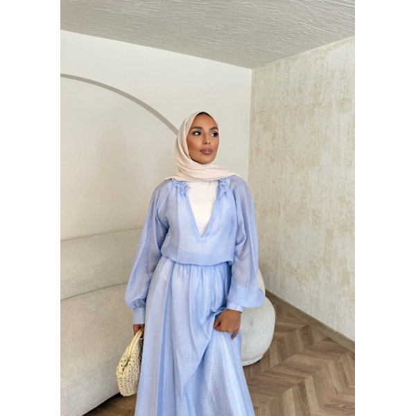 Maysa Tül Etekli Takım - Mavi